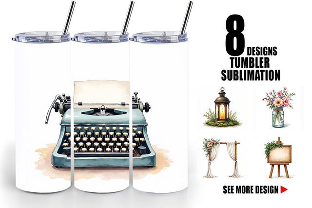 Tumbler Rustic Romance Wedding Decor Elements Sublimation artnoy 