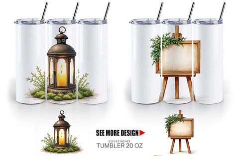 Tumbler Rustic Romance Wedding Decor Elements Sublimation artnoy 