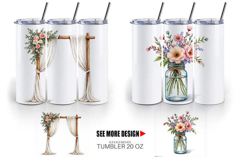 Tumbler Rustic Romance Wedding Decor Elements Sublimation artnoy 
