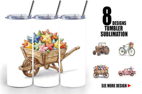 Tumbler Rustic USA Patchwork Vehicle Sublimation artnoy 
