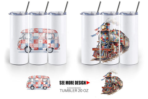 Tumbler Rustic USA Patchwork Vehicle Sublimation artnoy 
