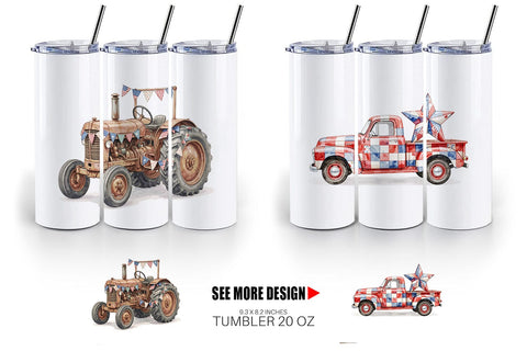 Tumbler Rustic USA Patchwork Vehicle Sublimation artnoy 