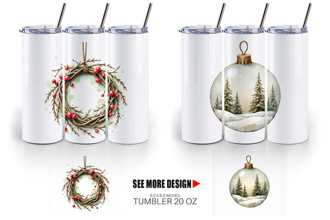 Tumbler Rustic Woodland Christmas Sublimation artnoy 