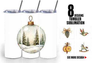 Tumbler Rustic Woodland Christmas Sublimation artnoy 