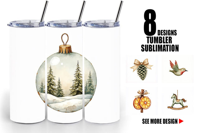 Tumbler Rustic Woodland Christmas Sublimation artnoy 