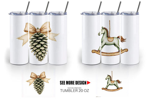 Tumbler Rustic Woodland Christmas Sublimation artnoy 