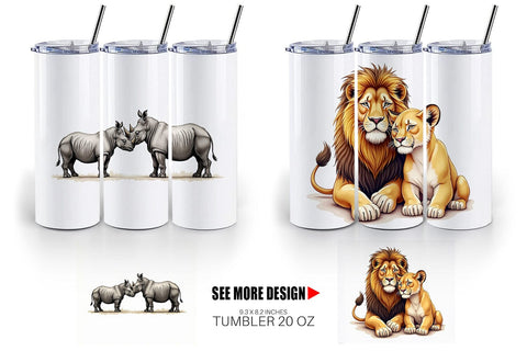 Tumbler Safari Sweethearts Watercolor Sublimation artnoy 
