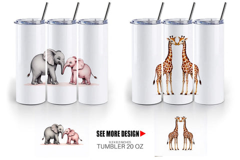 Tumbler Safari Sweethearts Watercolor Sublimation artnoy 