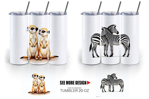 Tumbler Safari Sweethearts Watercolor Sublimation artnoy 
