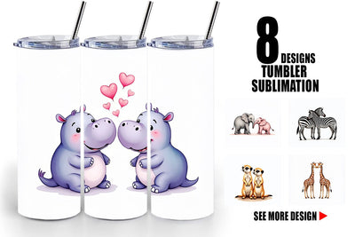 Tumbler Safari Sweethearts Watercolor Sublimation artnoy 