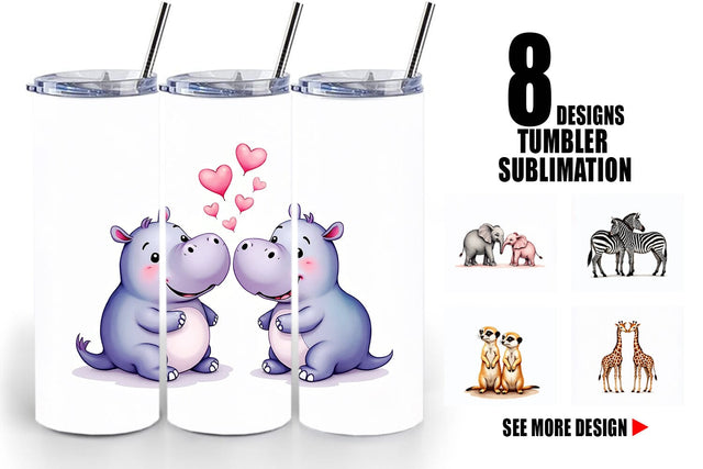 Tumbler Safari Sweethearts Watercolor Sublimation artnoy 