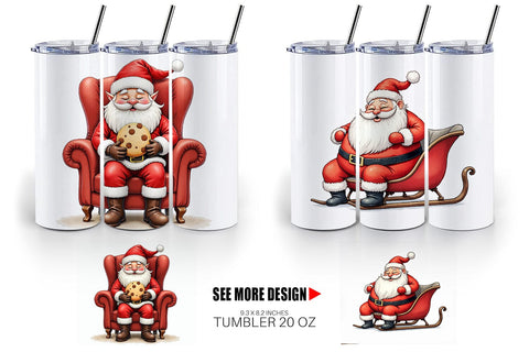 Tumbler Santa's Quirky Workshop Watercolor Sublimation artnoy 