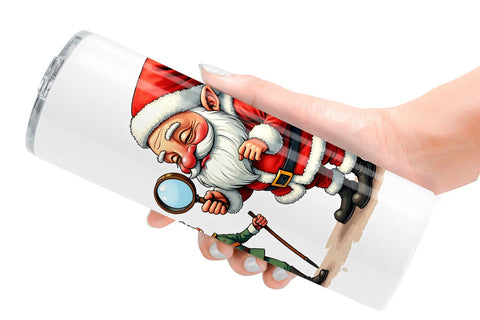 Tumbler Santa's Quirky Workshop Watercolor Sublimation artnoy 