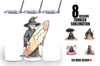 Tumbler Sarcastic Aloha Reaper Watercolor Sublimation artnoy 