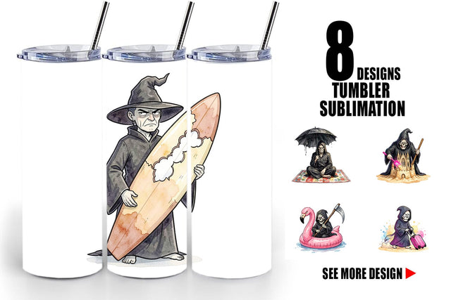 Tumbler Sarcastic Aloha Reaper Watercolor Sublimation artnoy 