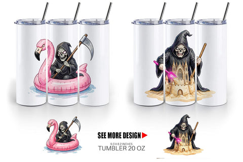 Tumbler Sarcastic Aloha Reaper Watercolor Sublimation artnoy 