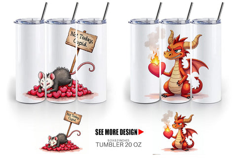 Tumbler Sarcastic Animals Valentine Cynical Critters Watercolor Sublimation artnoy 