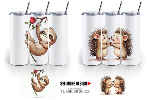 Tumbler Sarcastic Animals Valentine Cynical Critters Watercolor Sublimation artnoy 