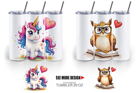 Tumbler Sarcastic Animals Valentine Cynical Critters Watercolor Sublimation artnoy 