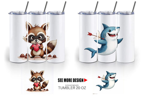 Tumbler Sarcastic Animals Valentine Cynical Critters Watercolor Sublimation artnoy 