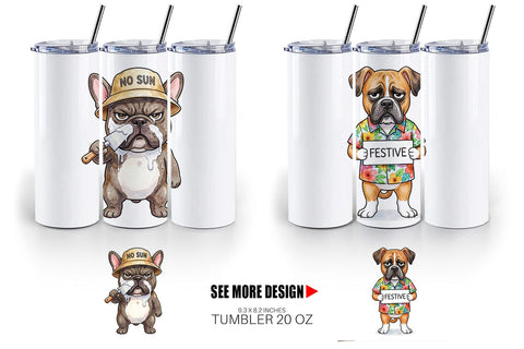 Tumbler Sarcastic Anti Summer Dog Watercolor Sublimation artnoy 