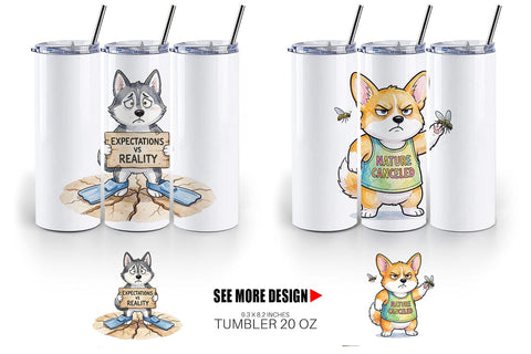 Tumbler Sarcastic Anti Summer Dog Watercolor Sublimation artnoy 