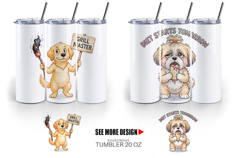 Tumbler Sarcastic Anti Summer Dog Watercolor Sublimation artnoy 