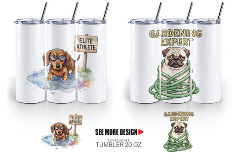 Tumbler Sarcastic Anti Summer Dog Watercolor Sublimation artnoy 