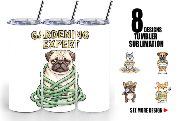 Tumbler Sarcastic Anti Summer Dog Watercolor Sublimation artnoy 