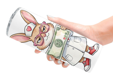 Tumbler Sarcastic Bunny Nurse Vibes Sublimation artnoy 