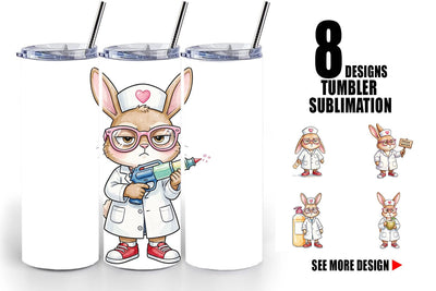 Tumbler Sarcastic Bunny Nurse Vibes Sublimation artnoy 