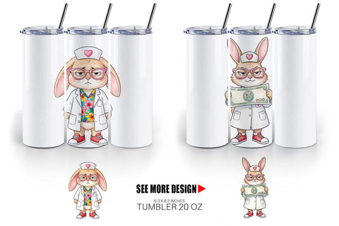 Tumbler Sarcastic Bunny Nurse Vibes Sublimation artnoy 