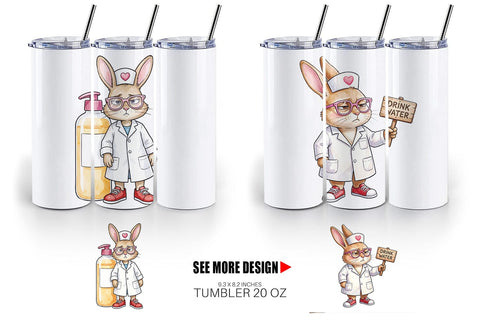 Tumbler Sarcastic Bunny Nurse Vibes Sublimation artnoy 