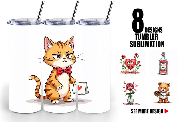 Tumbler Sarcastic Cupid Watercolor Funny Anti-Valentine Sublimation artnoy 