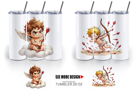 Tumbler Sarcastic Cupid Watercolor Funny Anti-Valentine Sublimation artnoy 