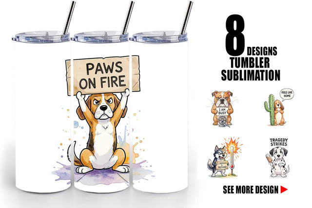 Tumbler Sarcastic Heatwave Dog Watercolor Sublimation artnoy 