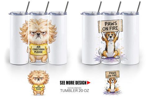 Tumbler Sarcastic Heatwave Dog Watercolor Sublimation artnoy 