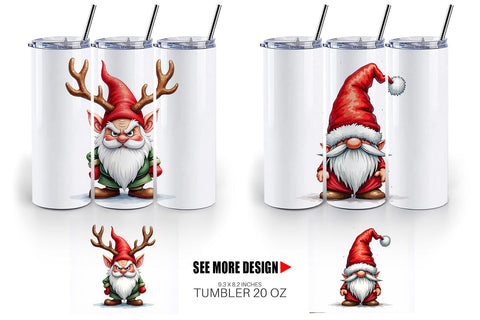 Tumbler Sarcastic Holiday Gnomes Watercolor Sublimation artnoy 