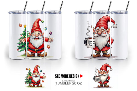 Tumbler Sarcastic Holiday Gnomes Watercolor Sublimation artnoy 