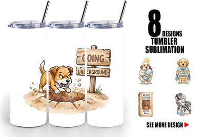 Tumbler Sarcastic Lazy Summer Dog Watercolor Sublimation artnoy 