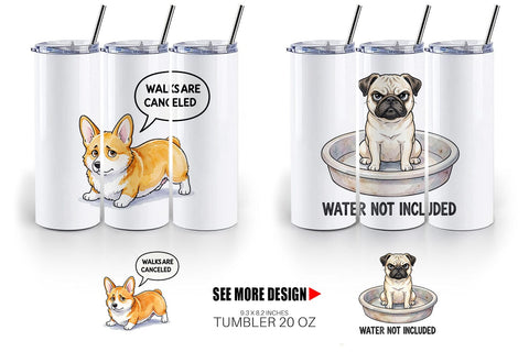 Tumbler Sarcastic Lazy Summer Dog Watercolor Sublimation artnoy 