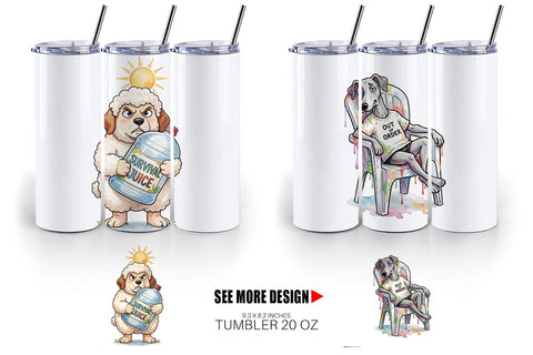 Tumbler Sarcastic Lazy Summer Dog Watercolor Sublimation artnoy 