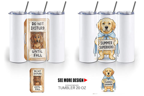 Tumbler Sarcastic Lazy Summer Dog Watercolor Sublimation artnoy 