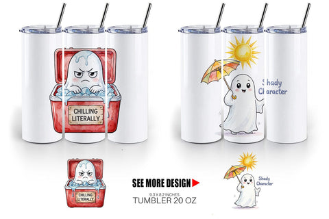 Tumbler Sarcastic Melting Ghost Watercolor Sublimation artnoy 