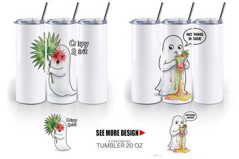 Tumbler Sarcastic Melting Ghost Watercolor Sublimation artnoy 