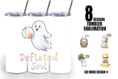 Tumbler Sarcastic Melting Ghost Watercolor Sublimation artnoy 
