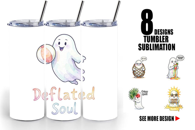 Tumbler Sarcastic Melting Ghost Watercolor Sublimation artnoy 