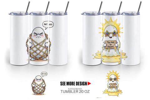 Tumbler Sarcastic Melting Ghost Watercolor Sublimation artnoy 