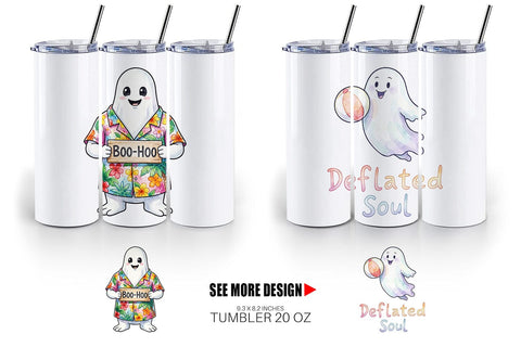 Tumbler Sarcastic Melting Ghost Watercolor Sublimation artnoy 