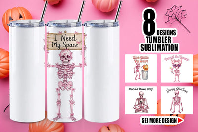Tumbler Sarcastic Pink Skeleton Coquette Sublimation artnoy 